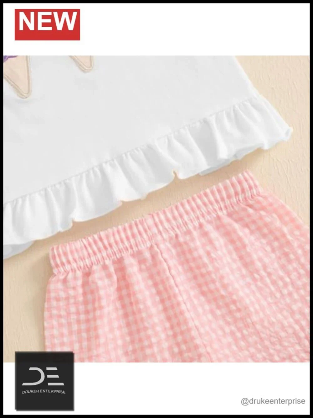 Toddler Baby Girls 2Pc Summer Outfit Smocked Short Sleeve T-Shirt with Plaid
